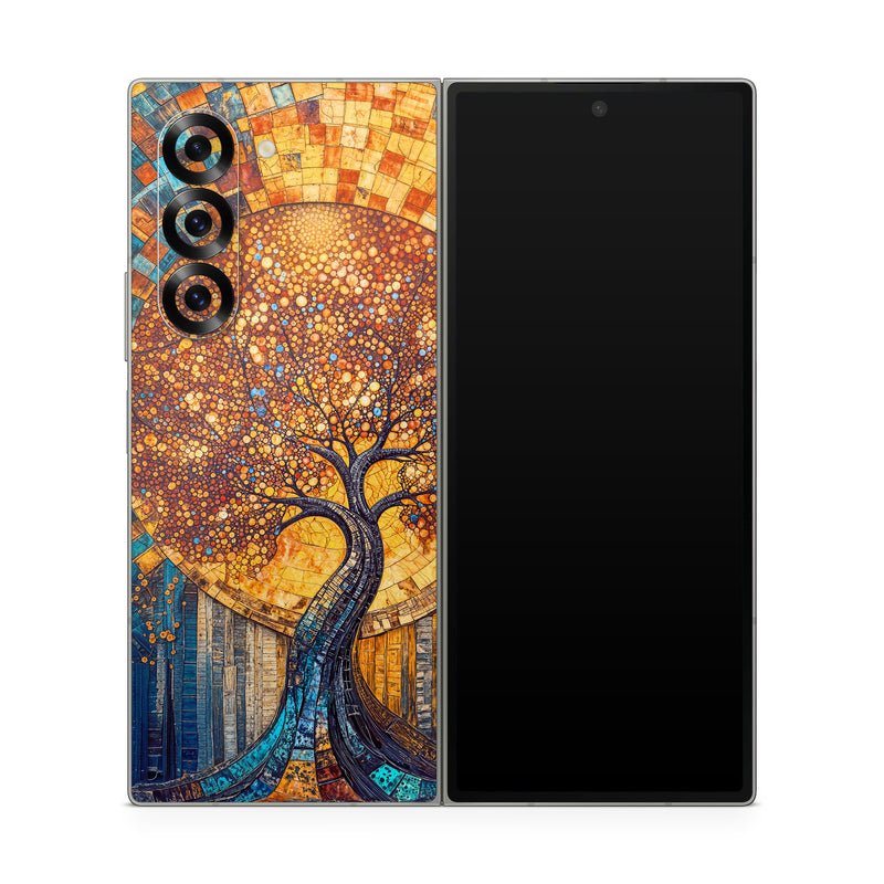 Samsung Galaxy Z Fold6 Skin design of Art, Visual arts, Modern art, Creative arts, Paint, Graphics, Art Paint, Acrylic paint, with yellow, orange, blue, green, black, gray, blue colors