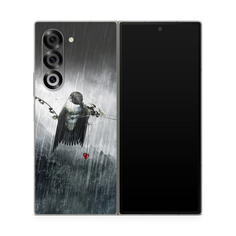 Samsung Galaxy Z Fold6 Skin design of Water, Cg artwork, Graphic design, Fictional character, Darkness, Illustration, with black, gray, white, red colors
