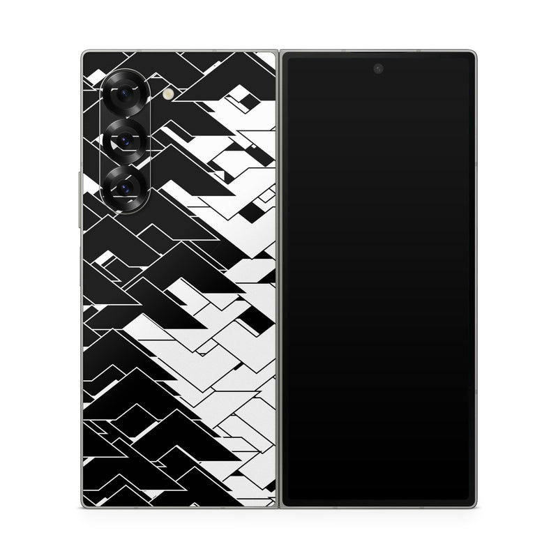 Samsung Galaxy Z Fold6 Skin design of Pattern, Black, Black-and-white, Monochrome, Monochrome photography, Line, Design, Parallel, Font, with black, white colors