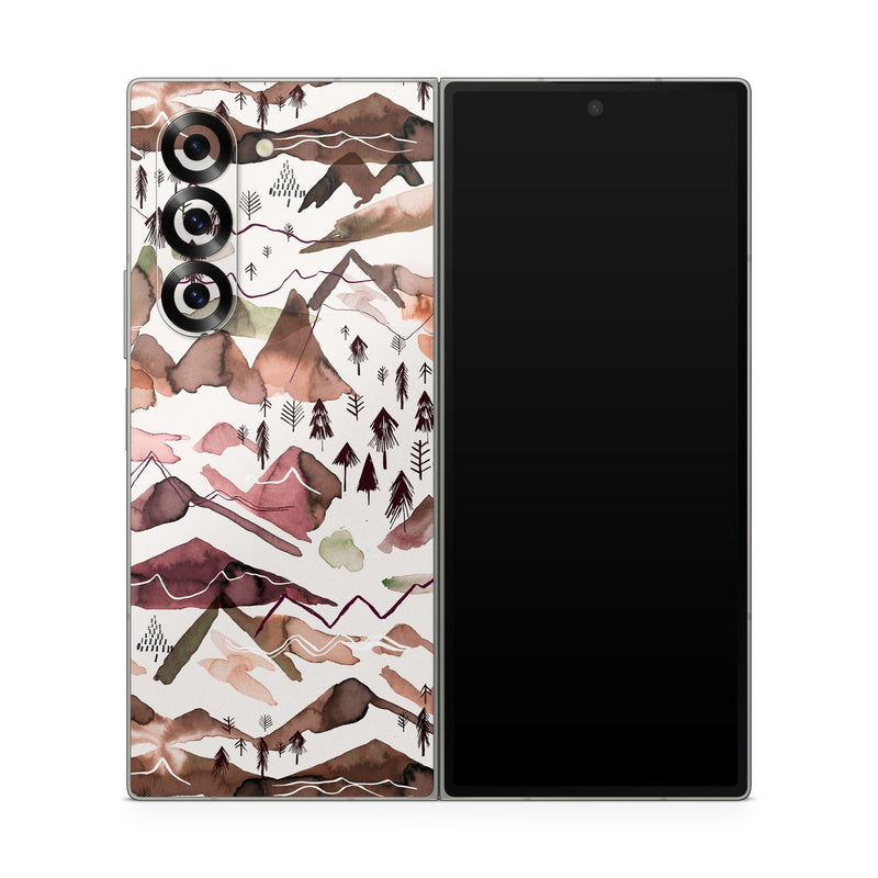 Samsung Galaxy Z Fold6 Skin design of Pattern, Design, Leaf, Camouflage, Military camouflage, Illustration, Art, with white, red, black, gray colors