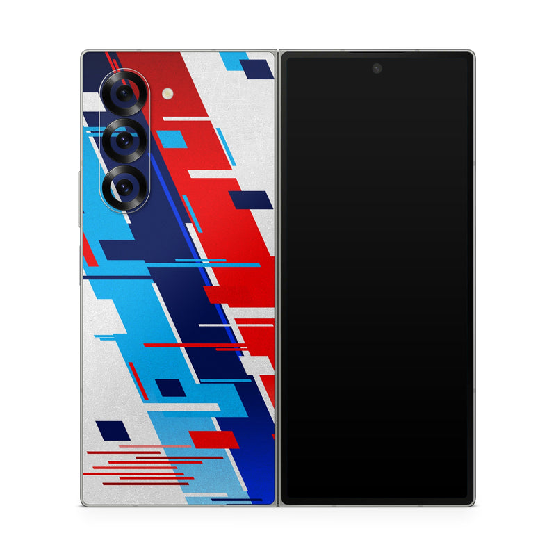 Samsung Galaxy Z Fold6 Skin design of Azure, Font, Material property, Parallel, Electric blue, Slope, Graphics, Carmine, Brand, Rectangle, with gray, blue, black, red, purple colors