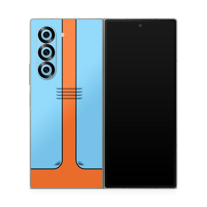 Samsung Galaxy Z Fold6 Skin design of Line, with blue, orange, black colors