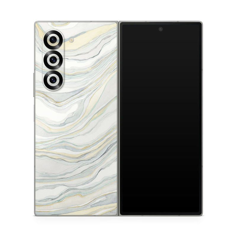 Samsung Galaxy Z Fold6 Skin design of Line, Pattern, with yellow, white, blue, gray colors