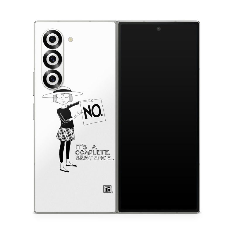 Samsung Galaxy Z Fold6 Skin design of Cartoon, Illustration, Design, Font, Black-and-white, Pattern, Style, with white, black colors