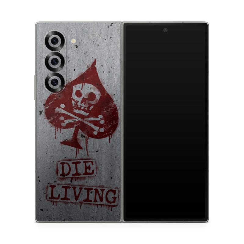 Samsung Galaxy Z Fold6 Skin design of Red, Street art, Art, Font, Wall, Graffiti, Visual arts, Illustration, Graphics, Logo, with gray, red colors