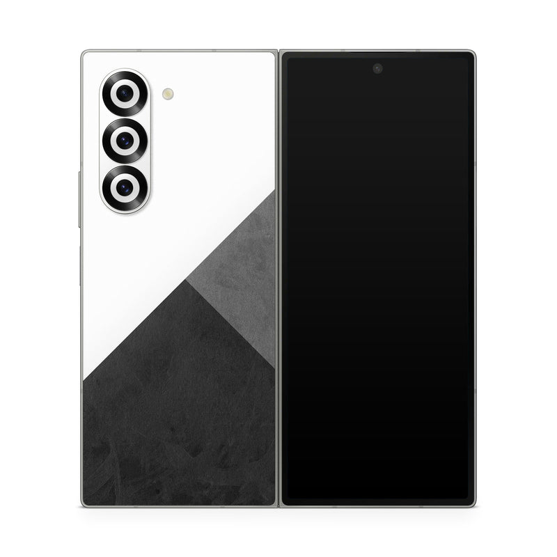 Samsung Galaxy Z Fold6 Skin design of Black, White, Black-and-white, Line, Grey, Architecture, Monochrome, Triangle, Monochrome photography, Pattern, with white, black, gray colors
