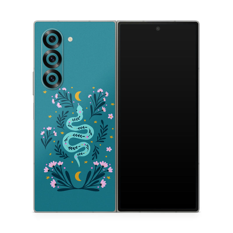 Samsung Galaxy Z Fold6 Skin design of Creative arts, Font, Art, Electric blue, Pattern, Rectangle, Graphics, Motif, Illustration, Ornament, with blue, pink, green, yellow colors