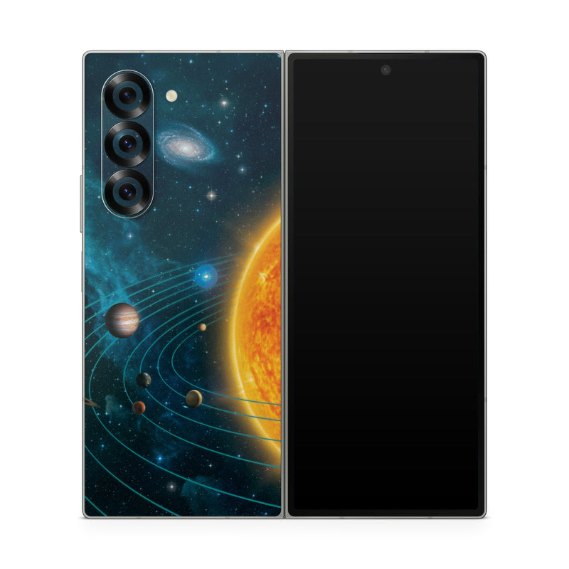 Samsung Galaxy Z Fold6 Skin design of Astronomical object, Universe, Outer space, Galaxy, Astronomy, Atmosphere, Space, Planet, Science, Sky, with red, yellow, black, blue, brown, white colors