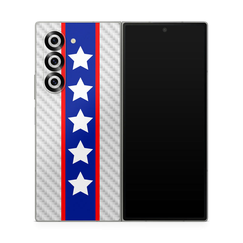 Samsung Galaxy Z Fold6 Skin design of Flag of the united states, Flag, Font, Parallel, Electric blue, Rectangle, Pattern, Flag Day (USA), Symbol, Carmine, with gray, white, blue, red colors