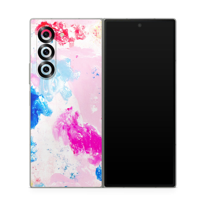 Samsung Galaxy Z Fold6 Skin design of Art Paint, Watercolor painting, Pink, Visual arts, Paint, Painting, Drawing, Acrylic paint, Stain, Child art, with pink, blue, white, purple, red colors