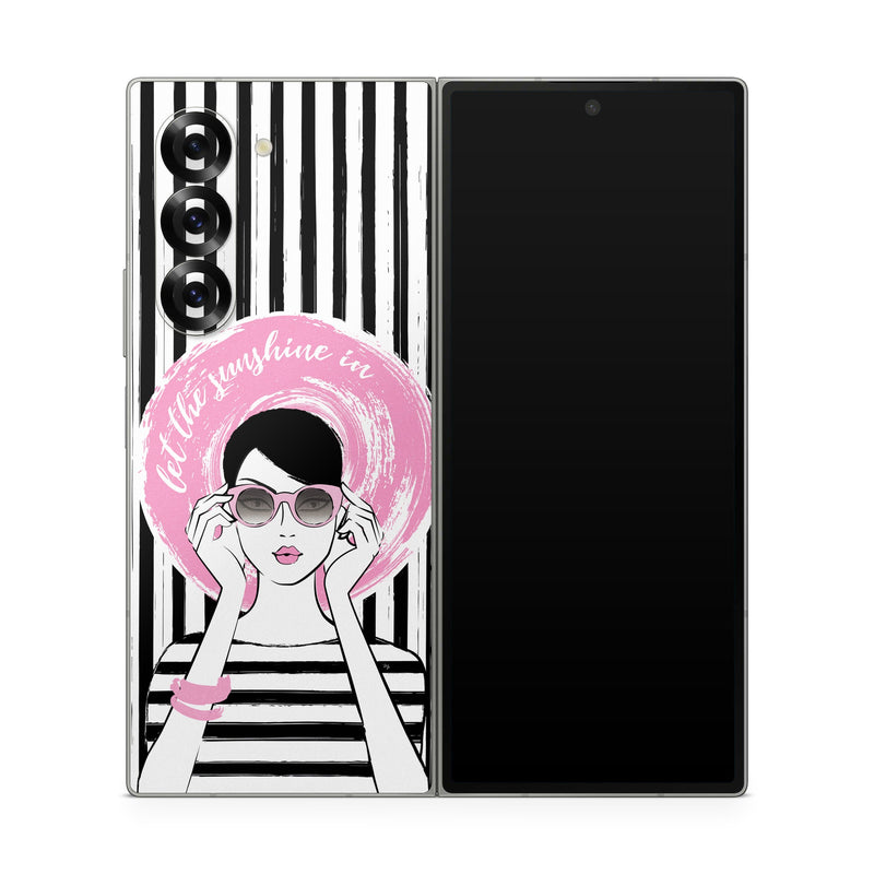 Samsung Galaxy Z Fold6 Skin design of Organ, Vision care, Purple, Pink, Violet, Font, Eyewear, Magenta, Line, Art, with black, white, pink, gray colors