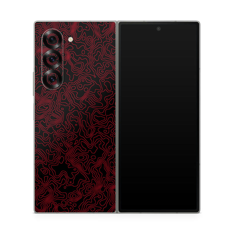 Samsung Galaxy Z Fold6 Skin design of Pink, Art, Motif, Magenta, Font, Pattern, Symmetry, Rectangle, Circle, Electric blue, with black, red colors