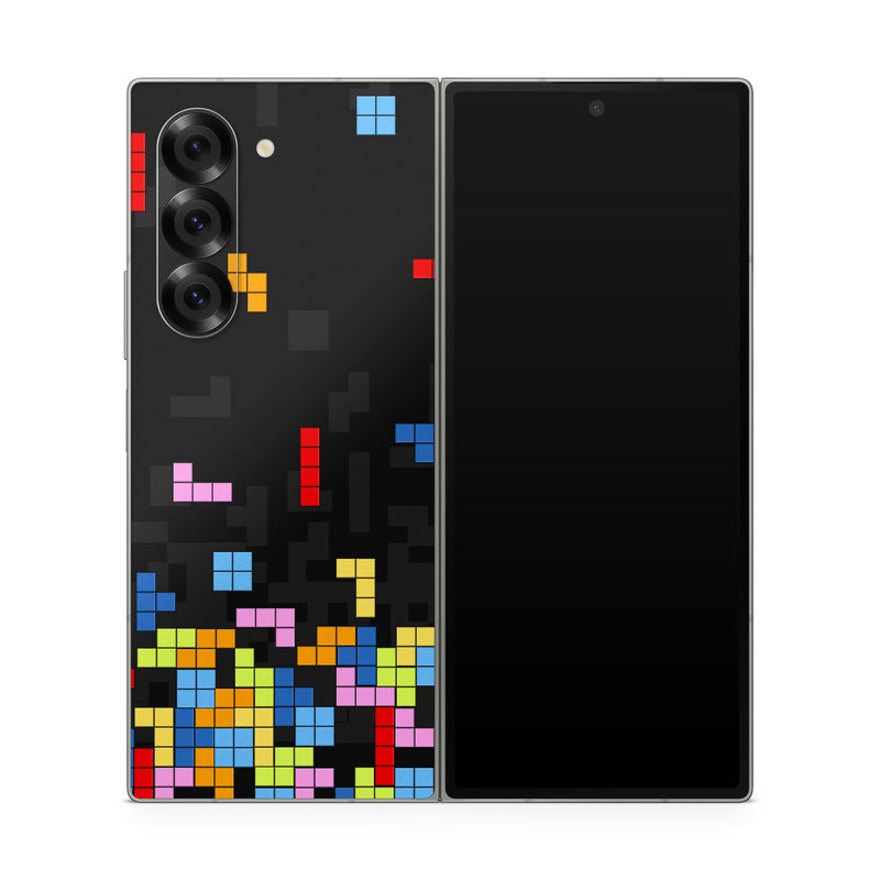 Samsung Galaxy Z Fold6 Skin design of Pattern, Symmetry, Font, Design, Graphic design, Line, Colorfulness, Magenta, Square, Graphics, with black, green, blue, orange, red colors