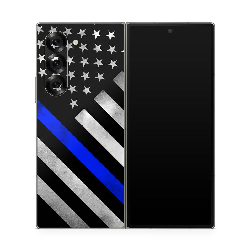 Samsung Galaxy Z Fold6 Skin design of Flag of the united states, Flag, Cobalt blue, Pattern, Line, Black-and-white, Design, Monochrome, Electric blue, Parallel, with black, white, gray, blue colors