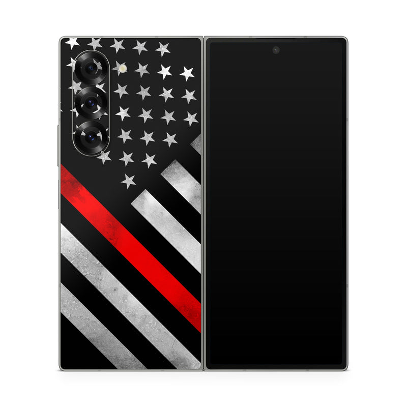 Samsung Galaxy Z Fold6 Skin design of Flag of the united states, Flag, Line, Black-and-white, Pattern, Flag Day (USA), Veterans day, Independence day, Memorial day, with black, white, gray, red colors