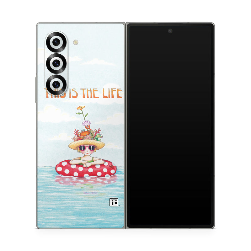 Samsung Galaxy Z Fold6 Skin design of Cartoon, Illustration, Clip art, with blue, red, white, yellow, green, orange, pink colors