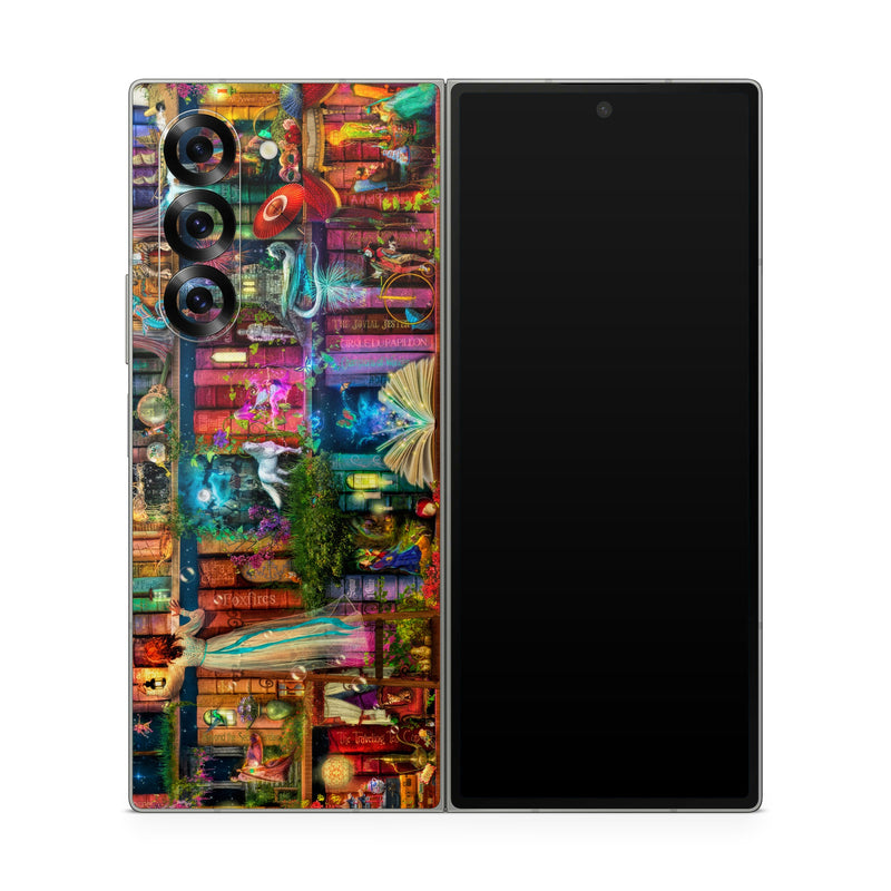 Samsung Galaxy Z Fold6 Skin design of Painting, Art, Theatrical scenery, with black, red, gray, green, blue colors