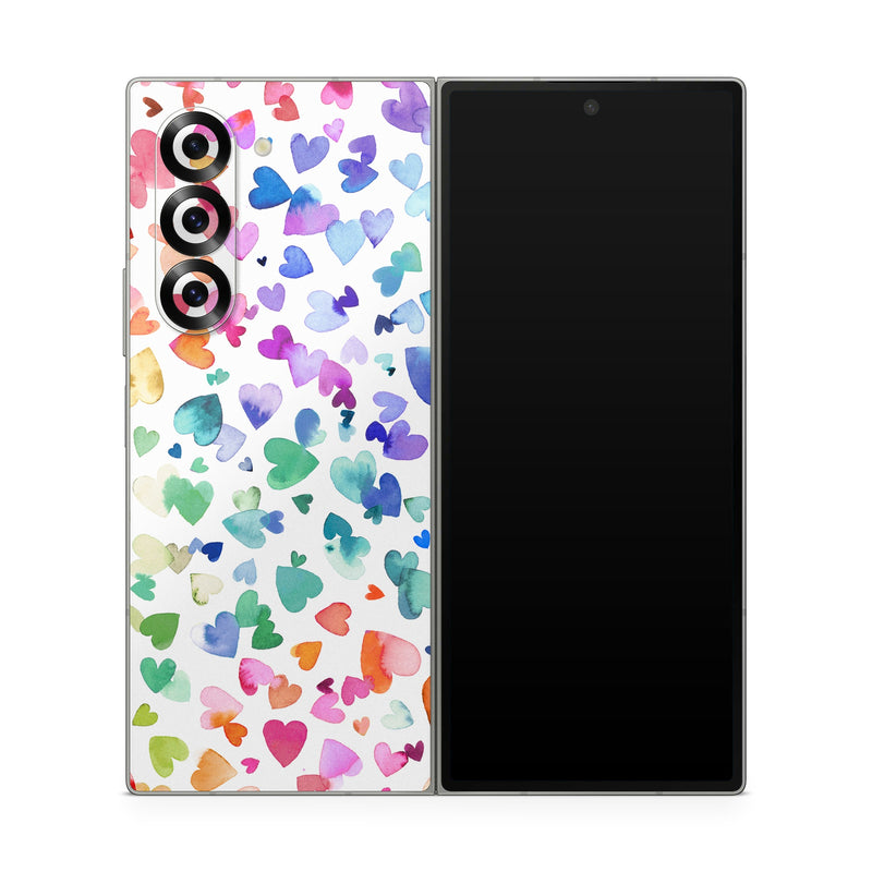 Samsung Galaxy Z Fold6 Skin design of Colorfulness, Art, Line, Creative arts, Pattern, Circle, Font, Visual arts, Magenta, Painting, with white, blue, green, red, pink, orange, yellow, purple colors