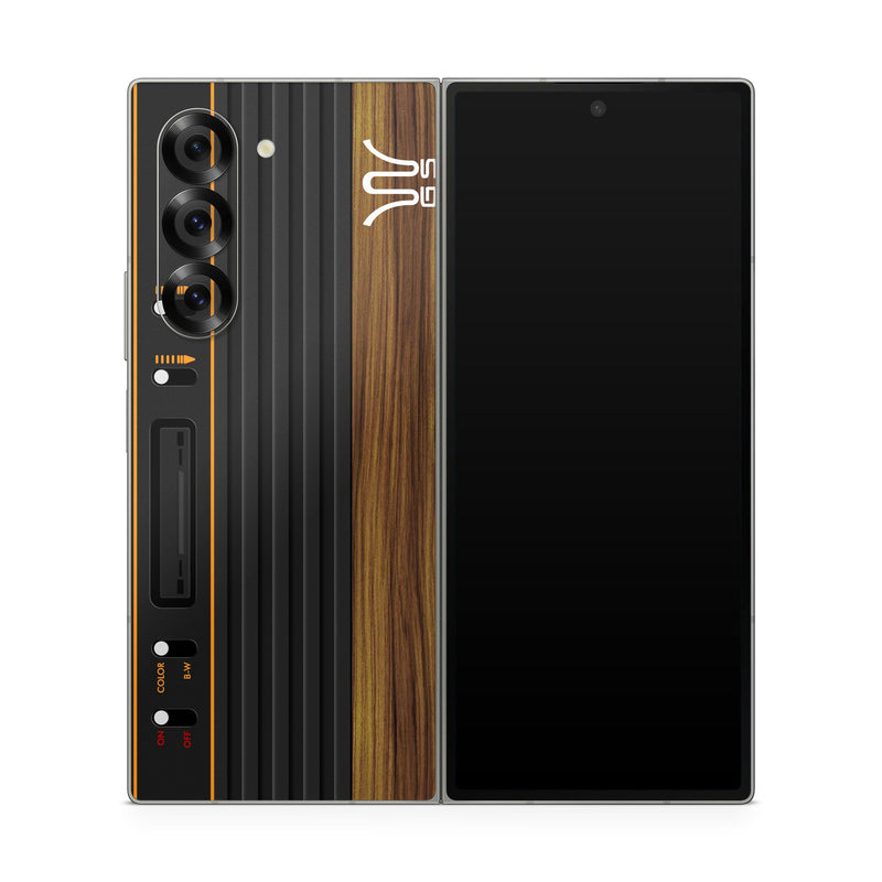 Samsung Galaxy Z Fold6 Skin design of Guitar amplifier, Technology, Electronic instrument, with black, red colors