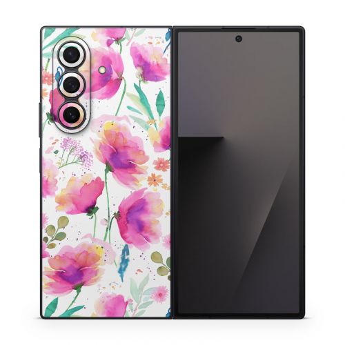 Abstract Pink Poppies Samsung Galaxy Z Fold7 Skin