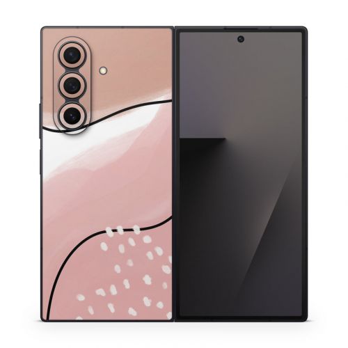 Abstract Pink and Brown Samsung Galaxy Z Fold7 Skin