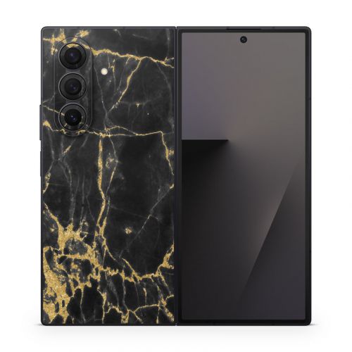 Black Gold Marble Samsung Galaxy Z Fold7 Skin