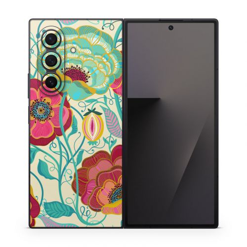 Golden Flowers Samsung Galaxy Z Fold7 Skin