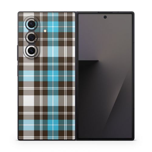 Turquoise Plaid Samsung Galaxy Z Fold7 Skin