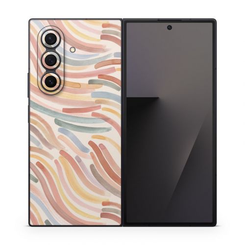 Terracotta Brushstroke Waves Samsung Galaxy Z Fold7 Skin