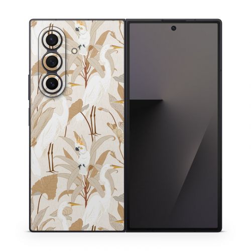White Cranes Cockatoo Samsung Galaxy Z Fold7 Skin