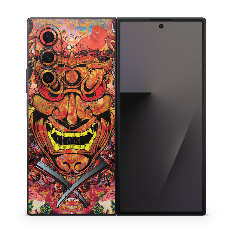 Samsung Galaxy Z Fold7 Skin design of Art, Psychedelic art, Visual arts, Illustration, Fictional character, Demon, with red, orange, yellow colors
