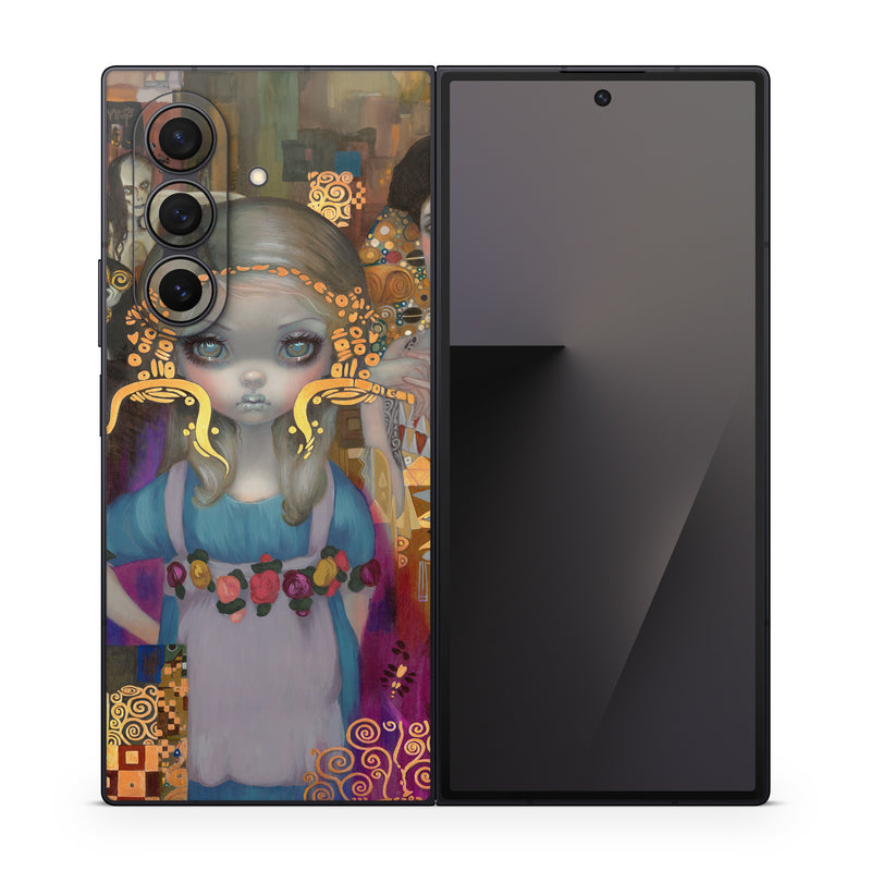 Samsung Galaxy Z Fold7 Skin design of Art, Temple, Painting, Architecture, Visual arts, Illustration, with yellow, orange, pink, purple, red, brown colors