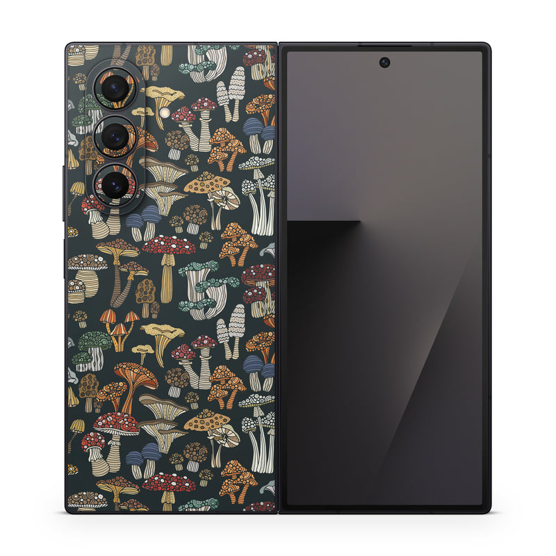 Samsung Galaxy Z Fold7 Skin design of Brown, Textile, Sleeve, Art, Font, Pattern, Collage, Painting, Illustration, Event, with black, white, blue, red, yellow, orange colors