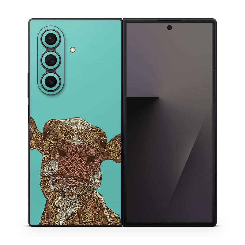 Samsung Galaxy Z Fold7 Skin design of Head, Illustration, Art, Fictional character, with brown, green colors