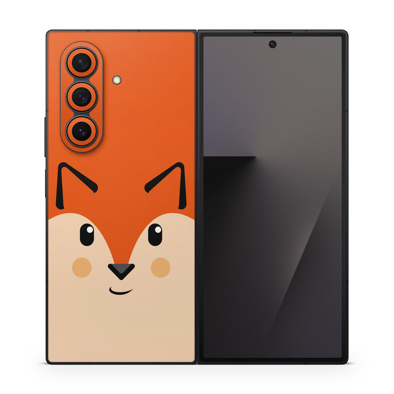 Samsung Galaxy Z Fold7 Skin design of Cartoon, Animated cartoon, Nose, Snout, Illustration, Whiskers, Clip art, Hamster, Animation, Art, with black, red, yellow, orange colors