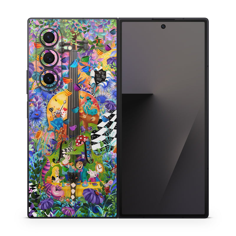 Samsung Galaxy Z Fold7 Skin design of Textile, Organism, Painting, Art, Pattern, Creative arts, Electric blue, Visual arts, Graphics, Illustration, with purple, blue, white, black, yellow, orange, green, pink, brown, red colors