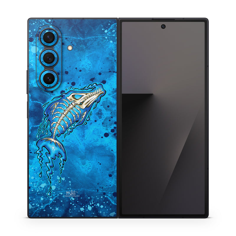 Samsung Galaxy Z Fold7 Skin design of Blue, Water, Aqua, Electric blue, Illustration, Graphic design, Liquid, Graphics, Marine biology, Art, with blue, white colors