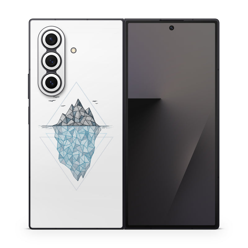 Samsung Galaxy Z Fold7 Skin design of Line, Illustration, Design, Symmetry, Pattern, Triangle, Art, with white, black, gray, blue colors
