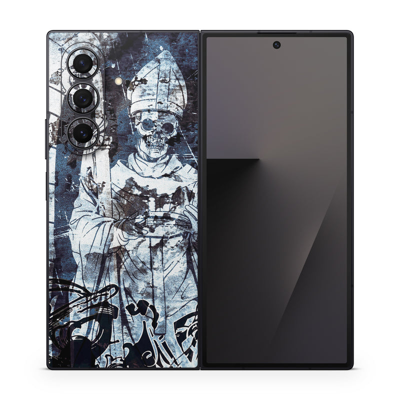 Samsung Galaxy Z Fold7 Skin design of Illustration, Art, Monochrome, Visual arts, Drawing, Black-and-white, Graphic design, Fictional character, Fiction, Sketch, with white, black, blue, gray colors