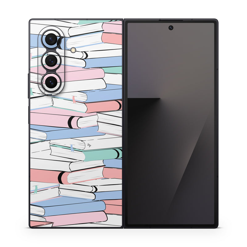 Samsung Galaxy Z Fold7 Skin design of White, Line, Material property, Red, Font, Pattern, Parallel, Carmine, Rectangle, Slope, with white, black, blue, green, pink colors