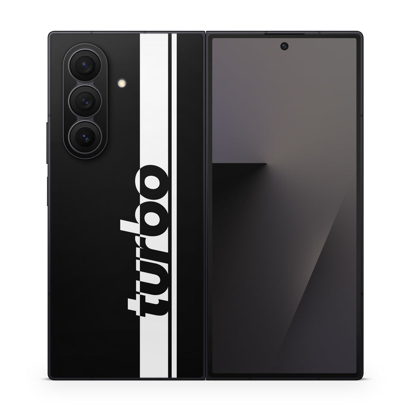 Samsung Galaxy Z Fold7 Skin design of Font, Tints and shades, Rectangle, Electric blue, Logo, Brand, Graphics, Pattern, Darkness, Monochrome photography, with black, white colors