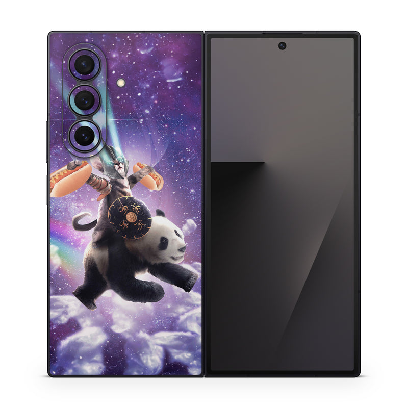 Samsung Galaxy Z Fold7 Skin design of Bear, Illustration, Outer space, Animated cartoon, Graphic design, Teddy bear, Space, Sky, Graphics, Fictional character, with black, white, blue, brown, gray, red, yellow, green, pink colors