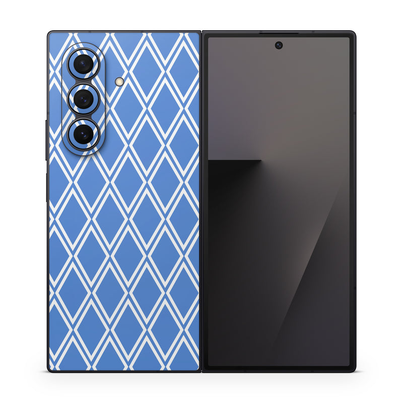 Samsung Galaxy Z Fold7 Skin design of Azure, Font, Aqua, Material property, Symmetry, Parallel, Rectangle, Electric blue, Circle, Pattern, with blue, white colors