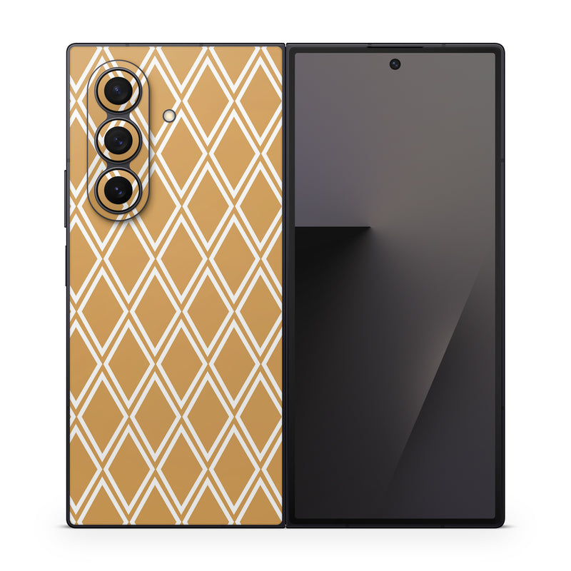 Samsung Galaxy Z Fold7 Skin design of Textile, Orange, Font, Material property, Symmetry, Rectangle, Pattern, Circle, Parallel, Tints and shades, with orange, white colors