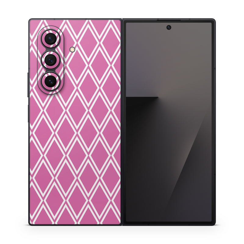 Samsung Galaxy Z Fold7 Skin design of Pink, Rectangle, Font, Material property, Magenta, Symmetry, Parallel, Pattern, Peach, Circle, with pink, white colors