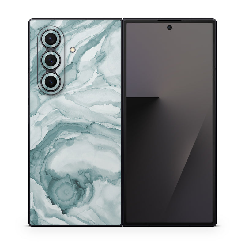 Samsung Galaxy Z Fold7 Skin design of Liquid, Fluid, Snow, Polar ice cap, Ice cap, Aqua, Melting, Glacial landform, Arctic ocean, Pattern, with blue, gray, white colors