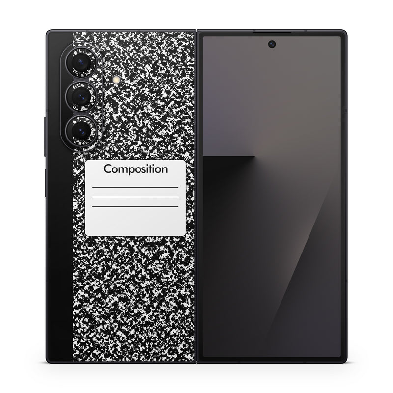 Samsung Galaxy Z Fold7 Skin design of Text, Font, Line, Pattern, Black-and-white, Illustration, with black, gray, white colors