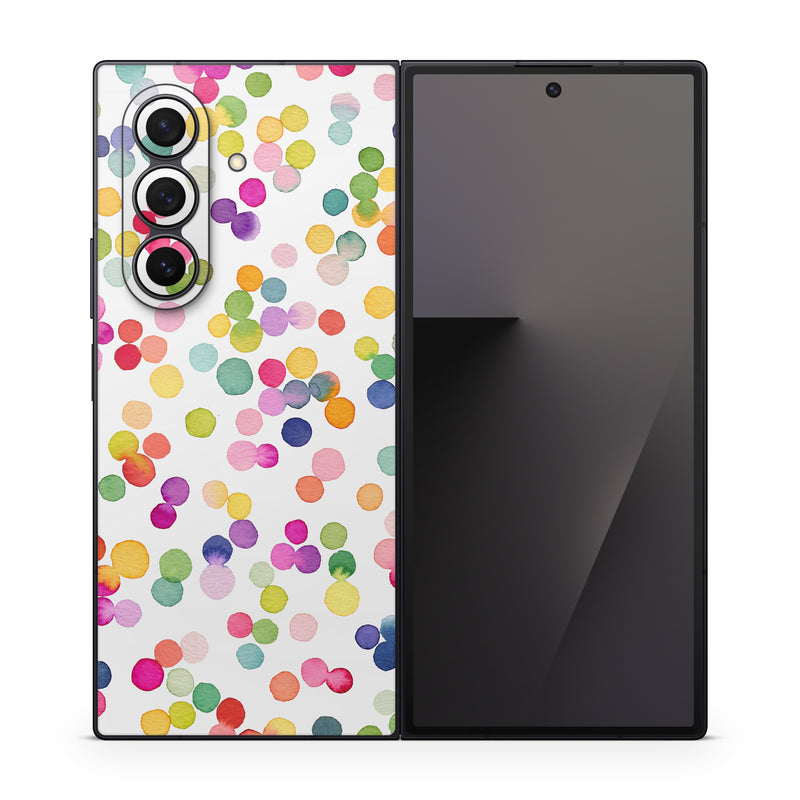 Samsung Galaxy Z Fold7 Skin design of Pink, Orange, Graphics, Wrapping Paper, Graphic design, Mixture, with white, pink, red, orange, yellow, blue, green, purple colors