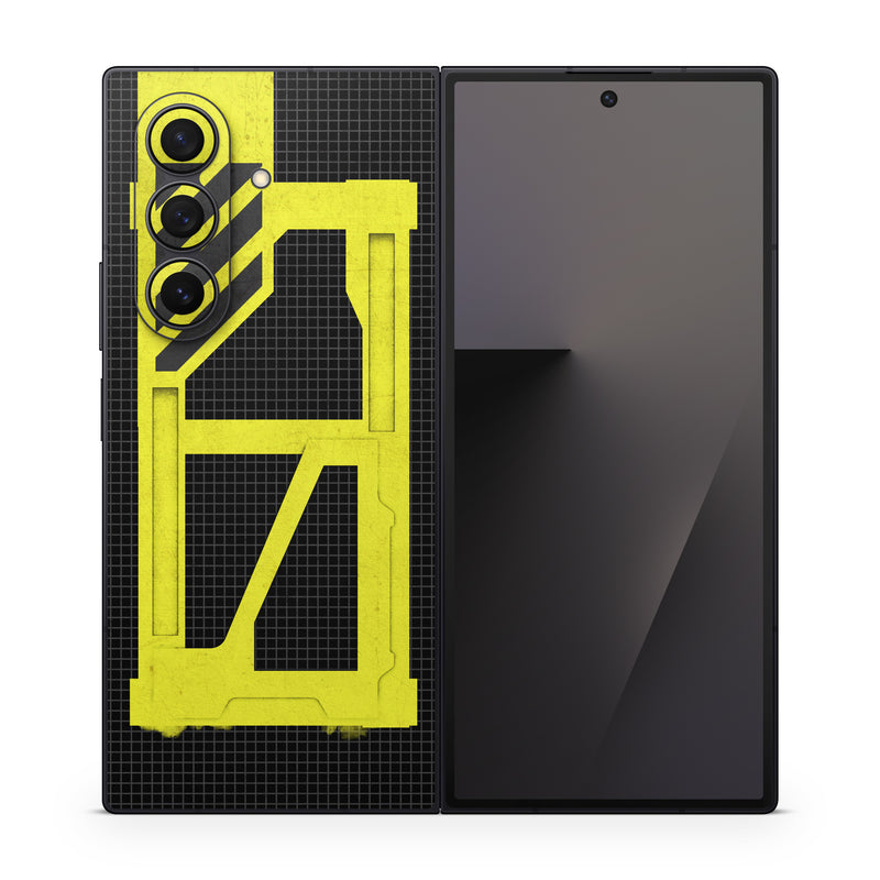 Samsung Galaxy Z Fold7 Skin design of Yellow, Green, Font, Pattern, Graphic design, with black, yellow, gray, blue, green colors