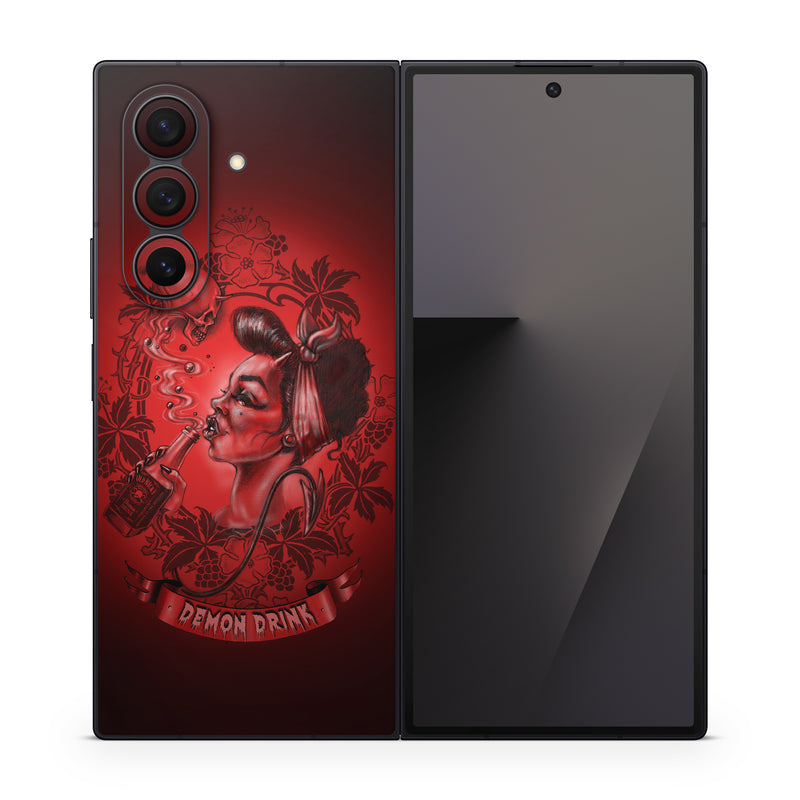 Samsung Galaxy Z Fold7 Skin design of Font, Art, Magenta, Pattern, Graphics, Visual arts, Painting, Carmine, Illustration, Drawing, with black, red, white colors